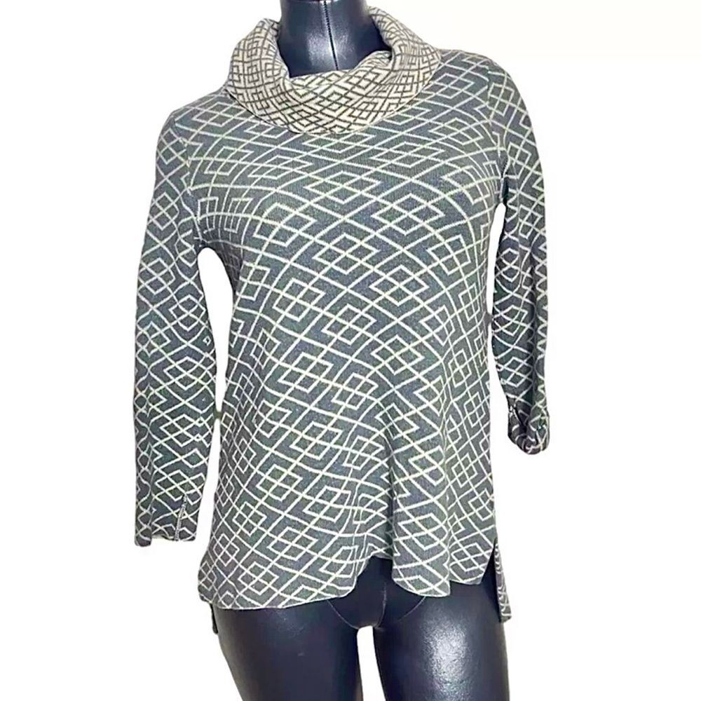 moth anthropologie cowl neck pattern alpaca blend sweater long sleeve top xs